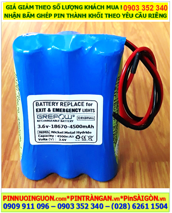 Pin sạc 3.6v-18670-4500mAh, Pin sạc NiMh 3.6v-18670-4500mAh, Pin GREPOW 3.6v-18670-4500mAh chất lượng cao 